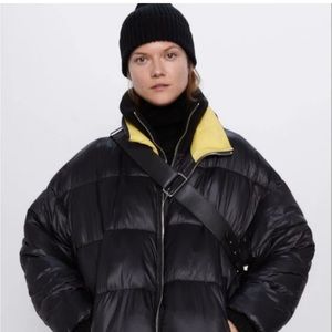 Zara Two Tone Puffer jacket Coat Size Large